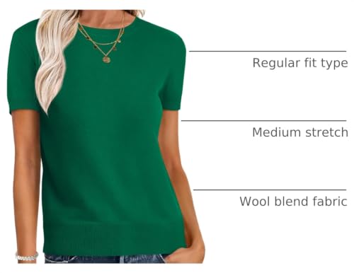 Image of ANRABESS Womens Short Sleeve Sweaters Wool Blend Crew Neck Sweater Shirts Business Casual Work Tops 2026 Summer Outfits