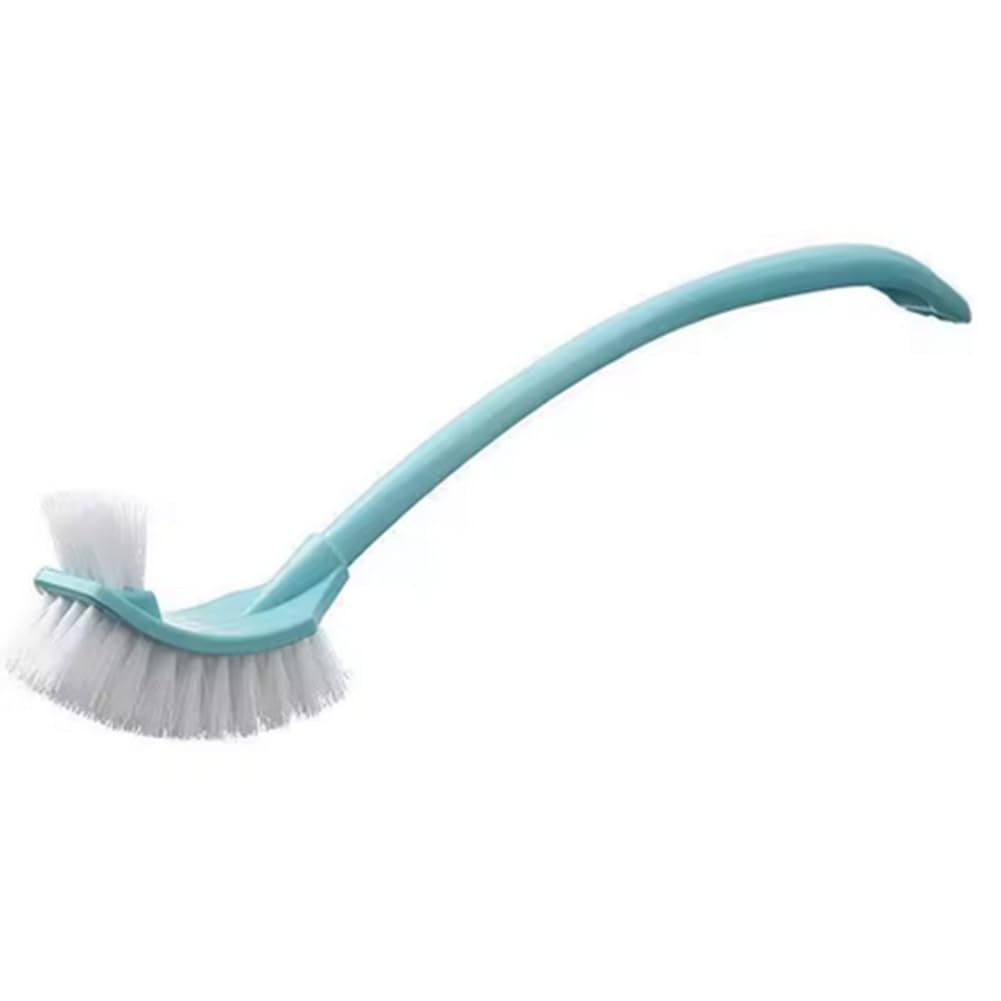 CTRLZS Double Head Clean Toilet Brush Bathroom Cleaning Soft Hair Plastic Curved Brush Blue