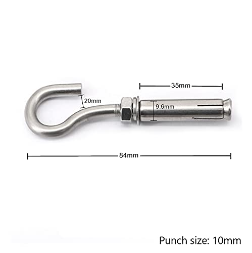 8X NUZAMAS M6 Expansion Screw Bolts Hook 304 Stainless Steel Anchor Bolts with Open Hook Sleeve Screw for Wall Masonry Concrete Expansion Heavy Duty Bolts - Image 2