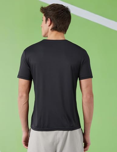 Image of Amazon Brand - Symbol Men's Solid Active Regular Fit Sports T-Shirt | Round Neck | Half Sleeve (Available in Plus Sizes)