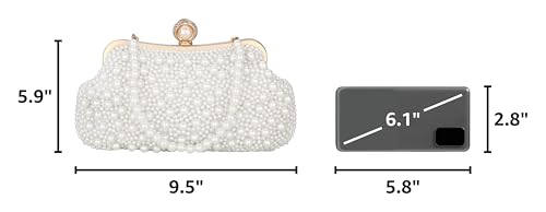 Image of UBORSE Women Pearl Clutch Bag Noble Crystal Beaded Evening Bag Wedding Clutch with Pearl Chain
