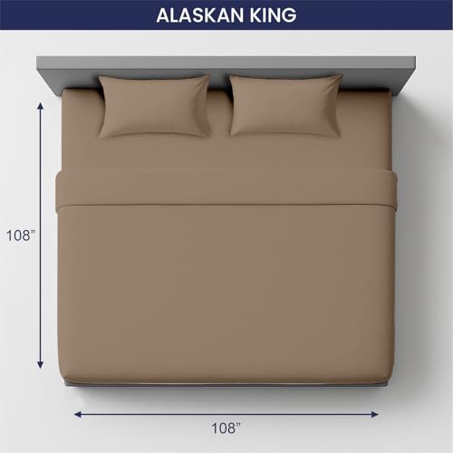 Image of SGI bedding 108 inchx108 inch 4 Pc Alaskan King Sheet Set 600 TC 18 inch Deep, Taupe