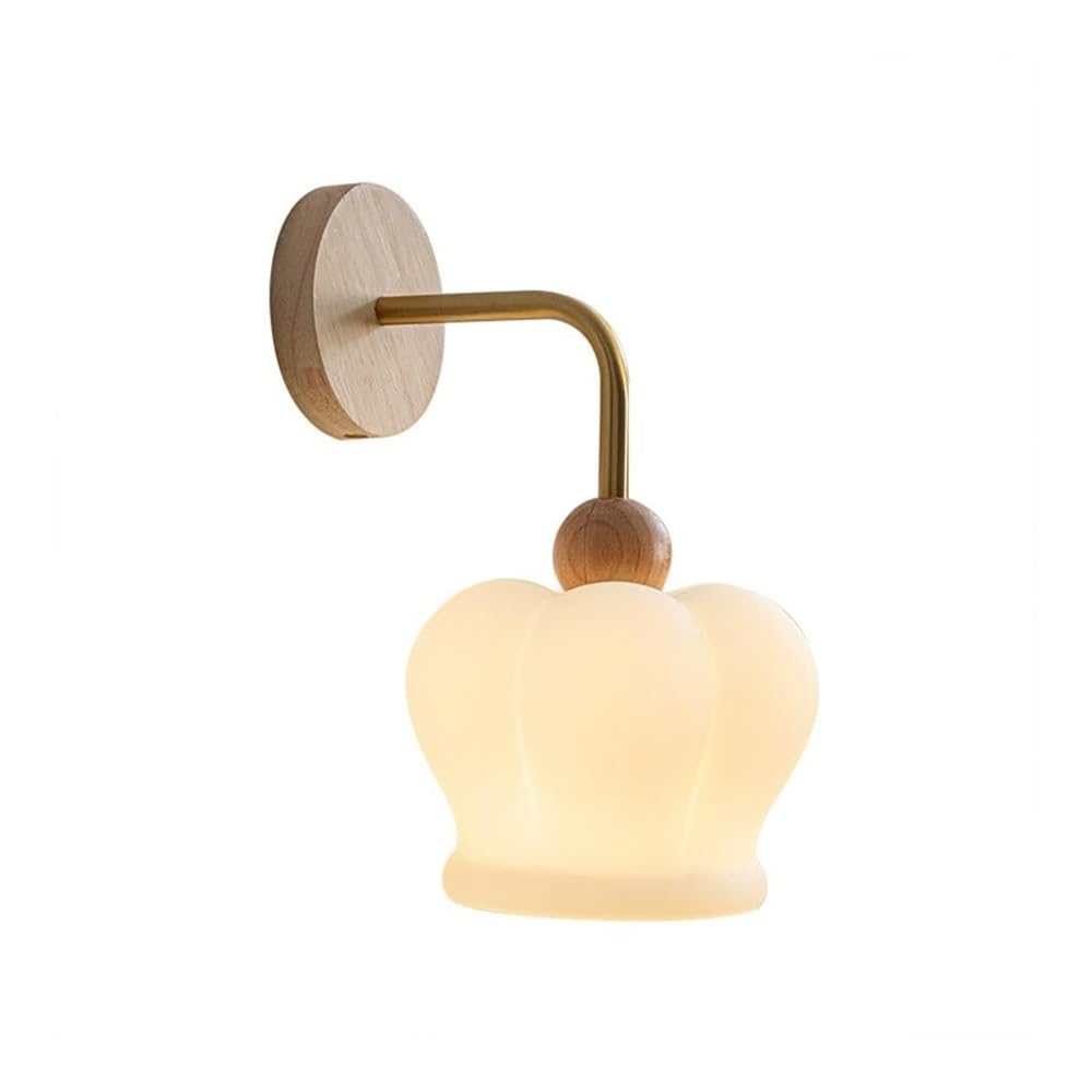 HXYSXHJUO Flower Shaped Wall Sconce Gold Metal Lamp with White Glass Shade, Mid-Century Nordic Lighting Lantern for Bedroom Bedside Living Room Study Corridor Entryway Restaurant
