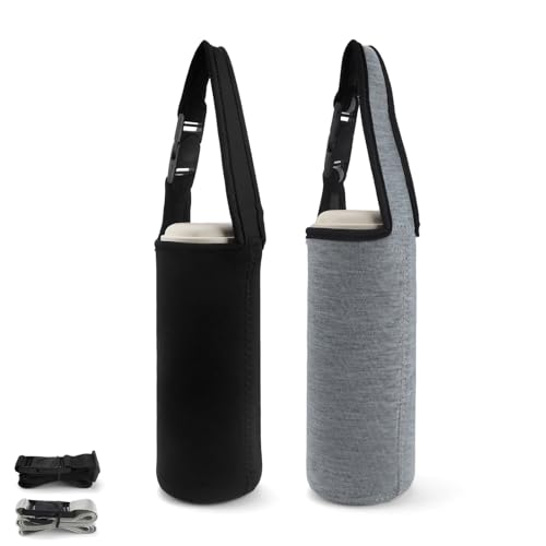 2 Portabottiglie Con Tracolla Leggeri Per Escursionismo – Set Nero E Viola Con Tasche Porta Oggetti - 3