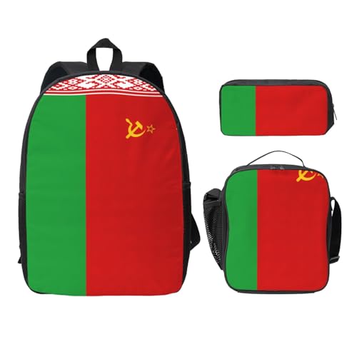 Sac à dos Biélorussie 3 pièces léger anti-mal de dos avec trousse et sac repas