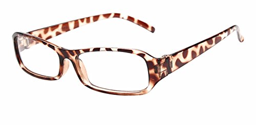 FancyG Vintage Inspired Classic Rectangle Glasses Frame Eyewear Clear Lens -Leopard
