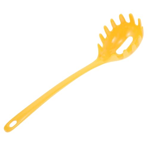 EXQUIMEUBLE メラミン製パスタフォーク スロット付きお玉 軽量水切りスプーン 快適グリップ 多機能麺すくい調理器具 キッチン用エルゴノミック