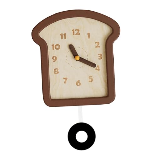 Horloge murale toast en bois à pendule de 9x9.8 pouces pour une décoration originale