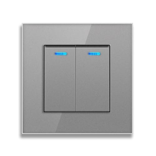 Interrupteur Mural - Panneau En Verre Trempé Interrupteur Mural À Double Commande 82mm Pour La Maison, Le Salon, La Chambre À Coucher(gris)