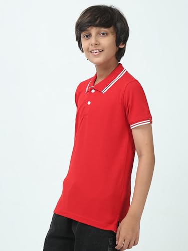 Image of Cotton Polo T-Shirt for Kids Boys Girls Half Sleeve, Regular Fit Tees for Boys Collared Casual Tshirts | Soft & Breathable Biowash Fabric | Half Sleeve