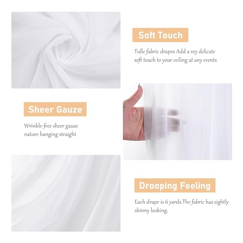 BVIEAKD 29 Inch X 18Ft White Chiffon Wedding Arch Draping Fabric for Ceremony Reception and Party Backdrop by BVIEAKD - Image 3