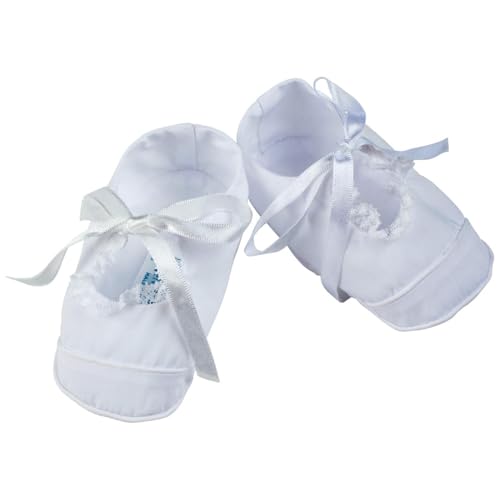 Feltman Brothers White Lace Trimmed Baby Girl Booties, 0-9m