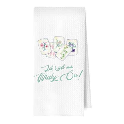 ERYBHKRTYH Mahjong Gifts Kitchen Towels - Mah Jong Gift Decorative Waffle Dish Towels, Mahjong Party Gifts Hand Tea Towel, 16x24 Inch