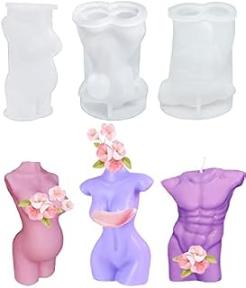 SOLOHO 3PCS Silicone Candle Mould, 3D Body Art Candle Mould, 3PCS Women Man Torso Soy Wax Mould for Homemade Soap Epoxy Resin Casting DIY Craft Candle Making