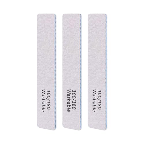 LNAUJS 3PCS Professional Reusable Double-Sided 100/180 Grit Blue Nail File