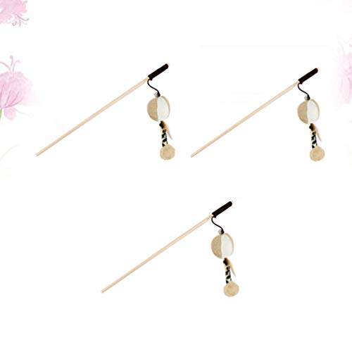 Amosfun 3 peças Brinquedos de varinha de gato com penas de abóbora Teaser Stick Brinquedos com sino