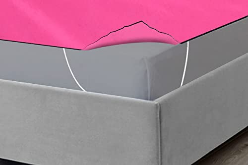 Image of The Furnishing Tree Mattress Protector /Waterproof Bedsheet Size WxL 60x72 inches Queen Size Polyester Pink
