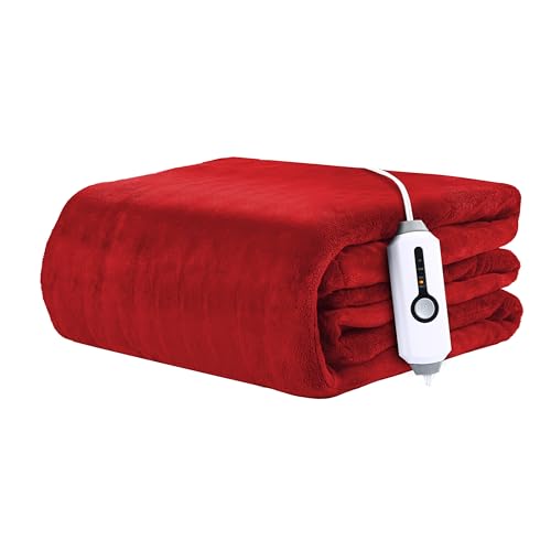 BRILLIO Electric Heated Blanket 72"×84" Full Size, Snuggly Microplush for Bed, Office, Study - 4 Heat Settings & 10H Auto-Off for Safe Overnight Use, Fast Heating, Housewarming Gifts- Red - image 1