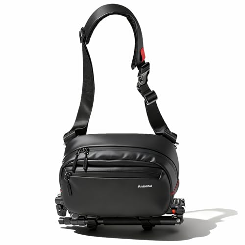 Image of AMBITFUL GM6 Camera Sling Bag, Waterproof Photography Messenger Bag,with 8 DIY Dividers & Tripod Holder, Padded Shoulder Strap Mirrorless DSLR SLR Camera Case, for Men Women, Black (12.2x7.8x4.7in)