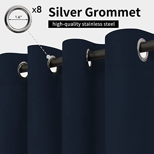 Image of Easy-Going Outdoor Curtains for Patio 1 Panel, 54x96 inch, Navy | Waterproof, Windproof, Weatherproof Privacy Outdoor Curtains for Cabanas Porches and Pergolas, Grommet Top and Tab Bottom