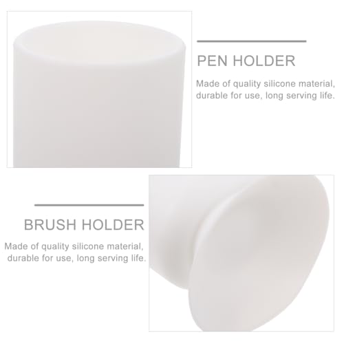 Image of FOMIYES Multipurpose Silicone Makeup Brush Holder with Suction, White Pen Holder for Desk, 3.93 X 3.11 X 3.11 Inches, Ideal for Home and Office Organization