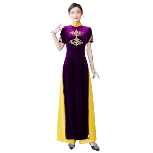 Robe chinoise femmes d'été longue style cheongsam pour banquet