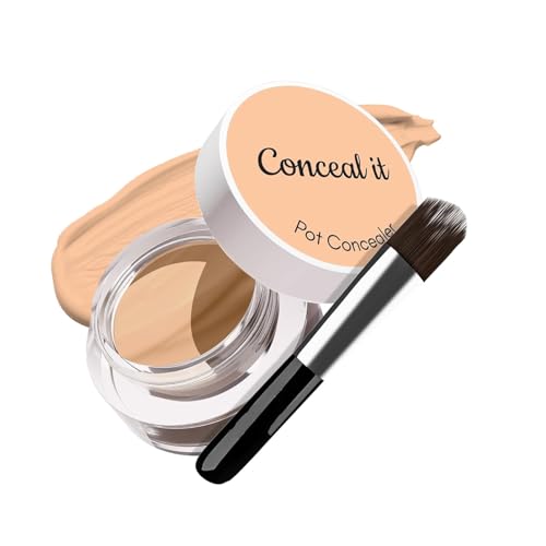 Conceal It Pot Concealer with Brush – 04 Medium Beige, 4g | SPF 15 & Vitamin E | Lightweight & Long-Lasting | Natural Matte Finish | Blendable Full Coverage for Face Makeup