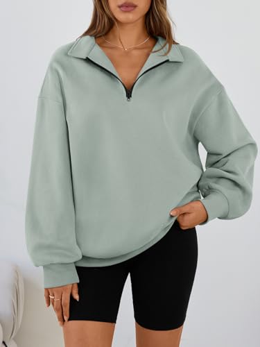 Image of Trendy Queen Women's Oversized Sweatshirts Half Quarter Zip Fleece Sweaters | Soft Cozy Zip Pullover, Comfort Warm Sweaters for Fall Winter, Fashion Mock Neck Outfits