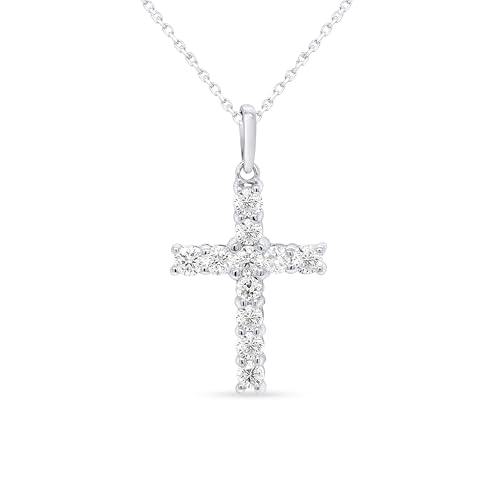 IGI Certified Lab Grown Diamond Cross Necklace 1/2 CTTW Sterling Silver - 18 Inch Chain