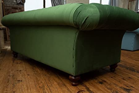 Image of Luxury Velvet 2 Seater Chaise Lounge Sofa - Tufted Chesterfield Modern Couch with Button Tufted Back Elegant Lounge Couch for Living Room, Bedroom, Office
