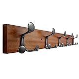 SKOLOO 24-Inch Wood Coat Rack Wall Mount with 5 Triple Hooks - Ideal for Family Entrances, Classrooms, and Pet Supplies Storage - Perfect Coat Hooks for Wall,Mahogany (Sapele)