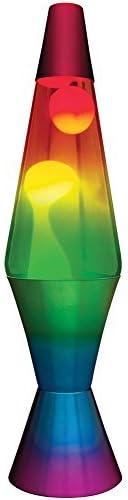 Handpainted Rainbow Lava Lamp w/Aluminum Base & Cap Multi-Color Glass Globe