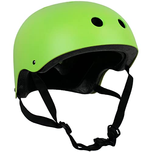 Krown Neon Green Shell with Black Strap Skateboard Helmet, One Size (KRHEL-NGBK)