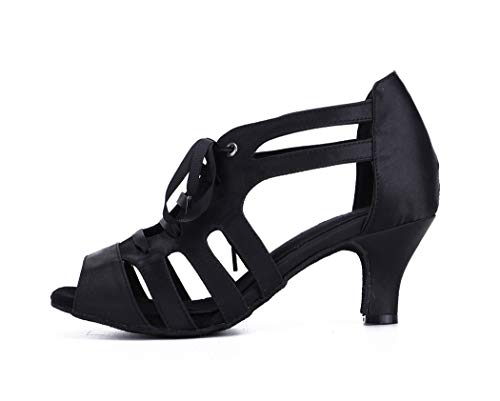TDA Women's Peep Toe Cut-Out Lace-up Satin Tango Modern Salsa Ballroom Latin Dance Wedding Shoes2