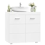 FOREHILL Under Sink Bathroom Cabinet Freestanding Floor Cabinets Bathroom Storage Cupboard for Washbasins with Pedestal, Adjustable Shelf 60 x 31 x 60 cm White