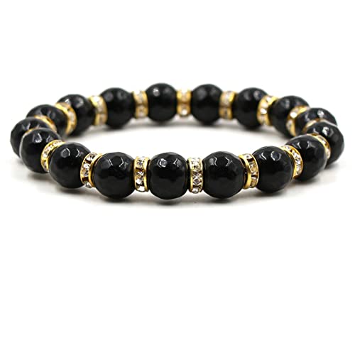 Bracelet perles obsidienne noire cadeau idéal homme élastique 18-22CM