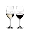 Riedel personalized vinum riesling grand cru zinfandel wine glasses set of 2 custom engraved crystal wine glasses for rose blush wines  urban country home decor
