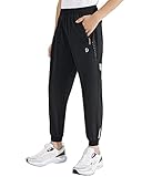 Dizoboee Boys Lightweight Jogger Pants Youth Kids Quick Dry Hiking Pants Active Athletic Pants with Zipper Pockets, Black, S