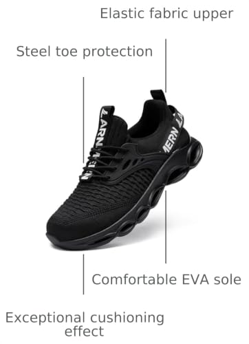 Image of LARNMERN Steel Toe Shoes for Men Women Lightweight Work Safety Shoes Sneakers Comfortable Safety Toe Sneakers Stylish Work Shoe Colorful Zapatos de Seguridad