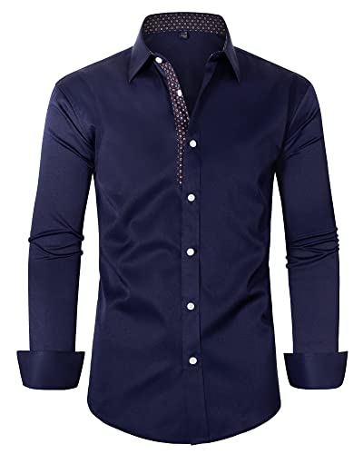 Herren Langarmshirt Button Down - Einfarbiges Freizeithemd Für Sommer