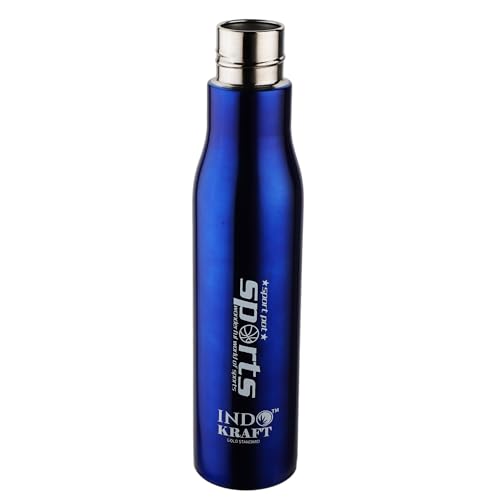 Image of INDICRAFT Stainless Steel Water Bottle 1 litre, Water Bottles For Fridge, School,Gym,Home,office,Boys, Girls, Kids, Leak Proof(BLUE,1000 ML, SET OF 1, Model-Diana)