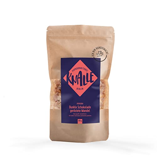 Popkornditorei Knalle GmbH Popkorn mit dunkler Schokolade Geschmack und gerösteten Mandeln - süß und knusprig - Kino Snacks » Popcorn besser als im Kino « Karamell Süßigkeit 100 g Cover