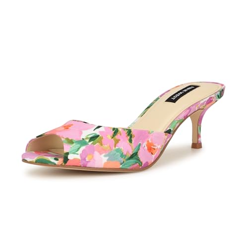 Nine West Women's Luvlie2 Heeled Sandal, Pink Floral 660, 8.5