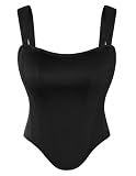Scarlet Darkness Corset Top, Detachable Straps Satin Bustier Black Size 14