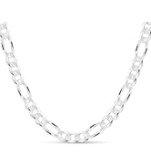KEZEF 925 Sterling G&uuml;m&uuml;ş Figaro Zincir Kolye - Erkekler i&ccedil;in Solid 9mm İtalyan Kolyeleri - Sterling ...