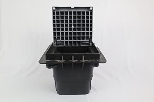 Image of Earth Inspection Housing /Earth Pit Chamber with Lid, Black & Gray, Square | 24.5 cm x 24.5 cm, Built-in Locks, Use with Earth Rods and Lug, Indoor or Outdoor Use