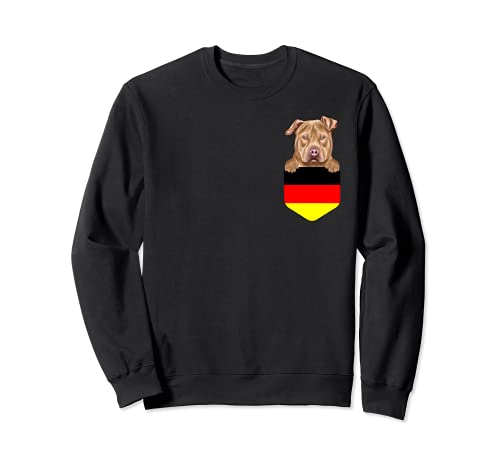 Germany Flag Usa Staffordshire Terrier Dog In Pocket Sweatshirt, Black