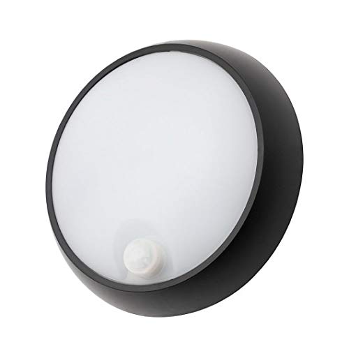 LITECRAFT Grato Wall Light LED Outdoor 8 Watt Bulkhead with PIR Motion Sensor - Black