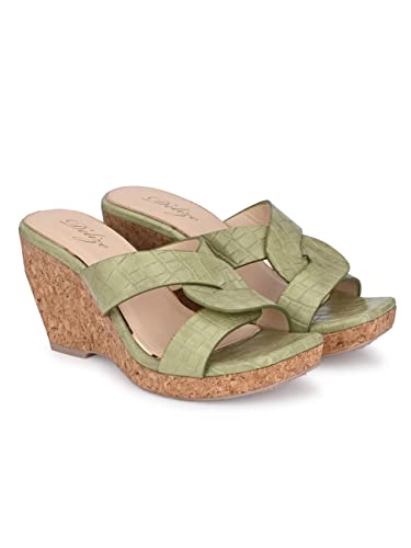 Image of Delize Light - vegan leather cross strap wedge heel sandals 2500