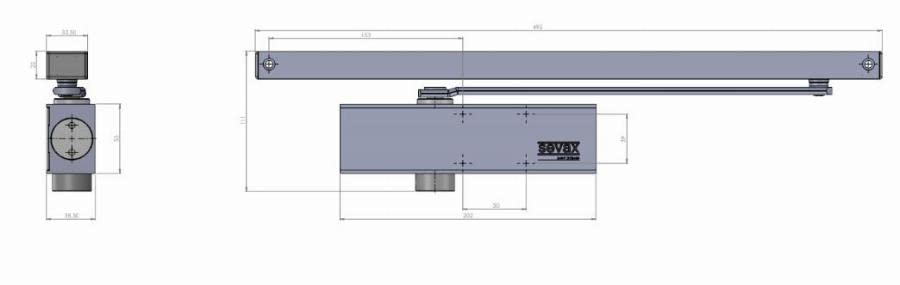 Ferme-porte pignon crémaillère - Bras à glissière F3 Argent SEVAX - ESV7163